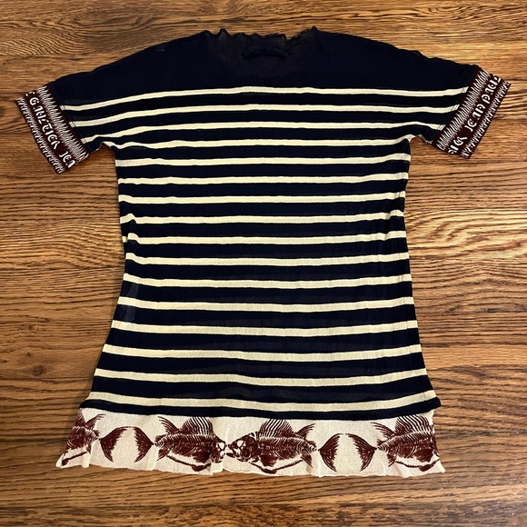 Vintage Jean Paul Gaultier Striped Mesh Top - Picture 2 of 4